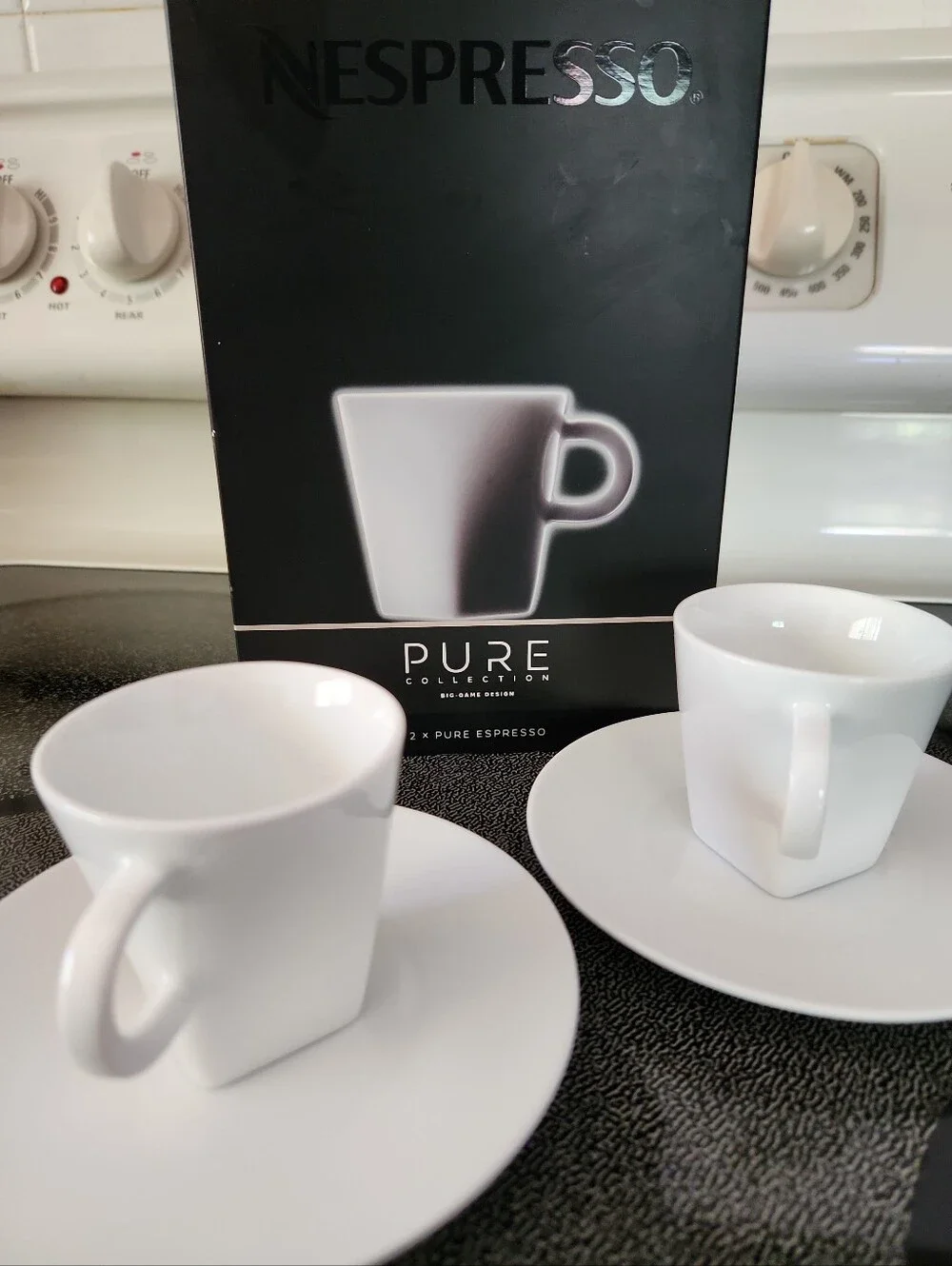 Nespresso Pure Collection Big Game Design 2 Espresso Cups & Saucers